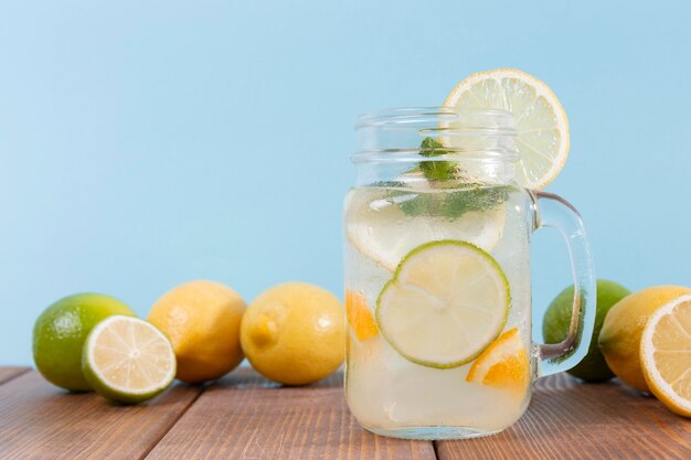 Fresh lemonade on table