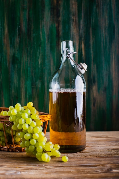 Fresh and natural grape juice in bottle
