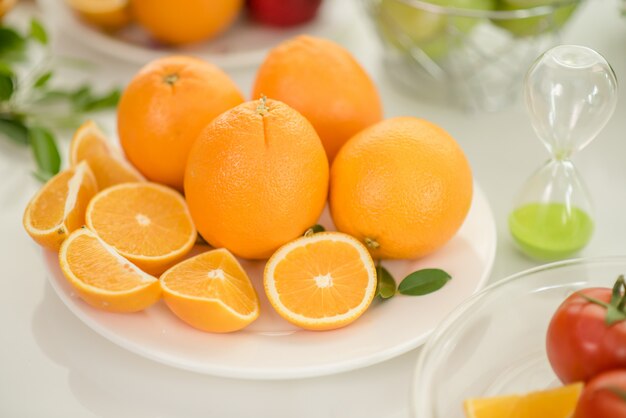 신선한 오렌지 과일 조각
