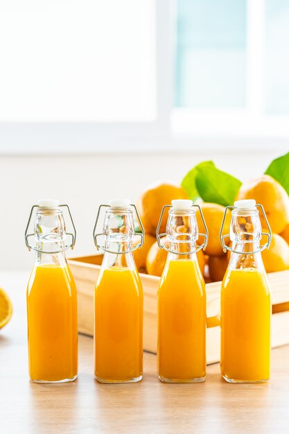 Fresh orange juice for drink in bottle glass