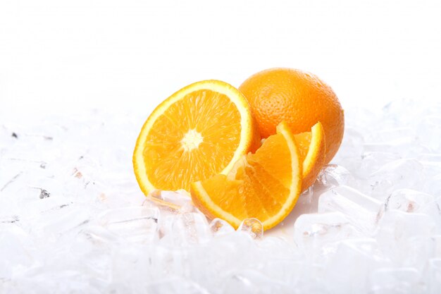 Fresh oranges and ice