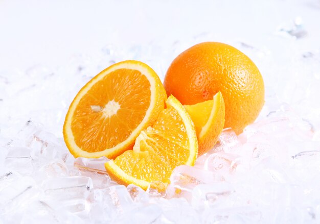 Fresh oranges and ice