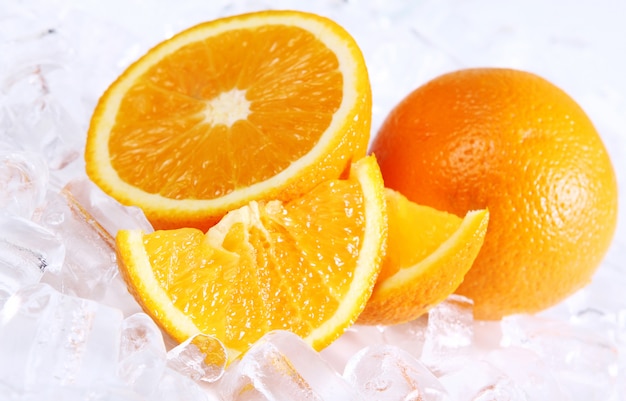 Fresh oranges and ice