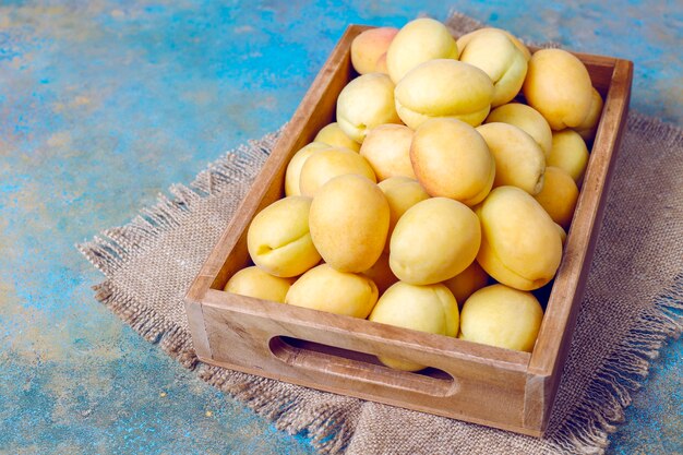 Fresh organic apricots,summer fruit,top view