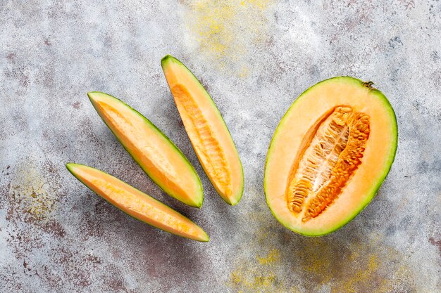 Fresh organic cantaloupe melon.