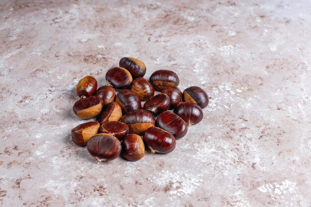 Fresh organic chestnuts.