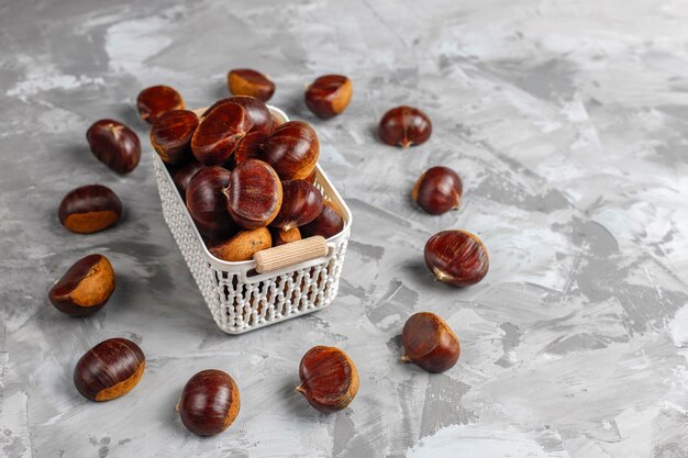 Fresh organic chestnuts.