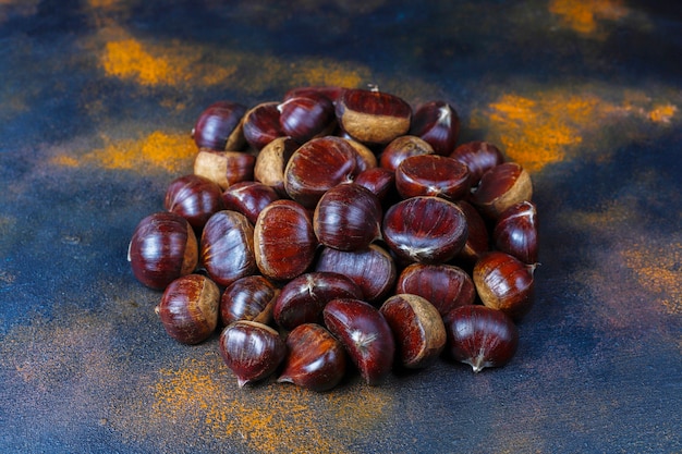 Fresh organic chestnuts.