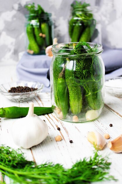 Fresh organic cucumbers pickles