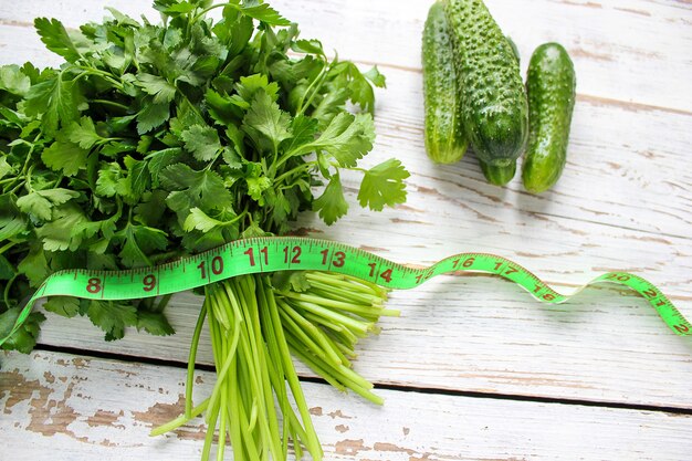 Fresh organic parsley and cucumber 