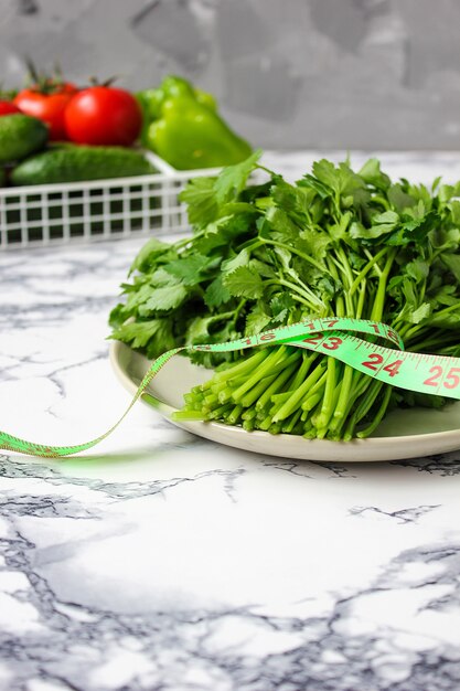 Fresh organic parsley and cucumber 