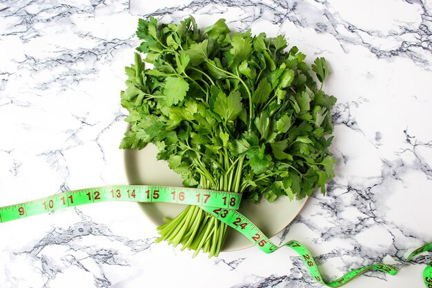 Fresh organic parsley and cucumber 