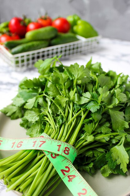 Fresh organic parsley and cucumber 