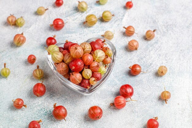 Fresh organic sweet gooseberries in bowl