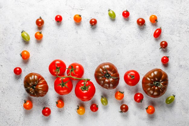 Fresh organic various tomatoes.