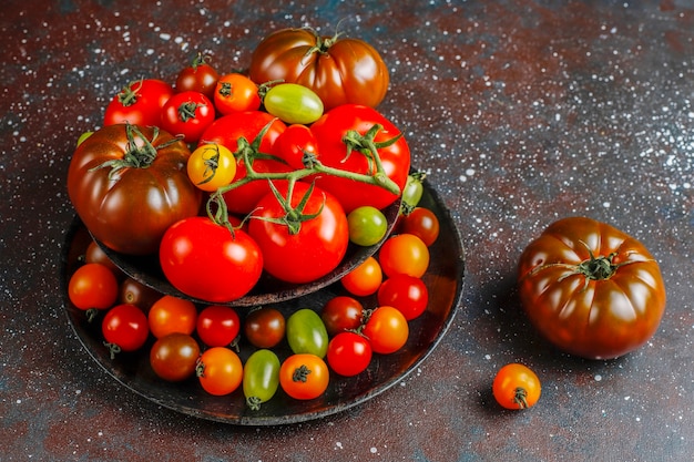 Fresh organic various tomatoes.