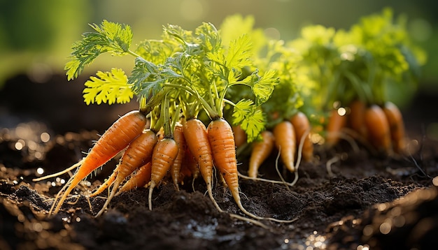 무료 사진 인공지능이 생성한 흙에서 자란 신선한 유기농 채소 자연 건강한 식습관
