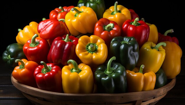 Free photo fresh organic vegetables a vibrant healthy salad on wooden table generated by artificial intelligence