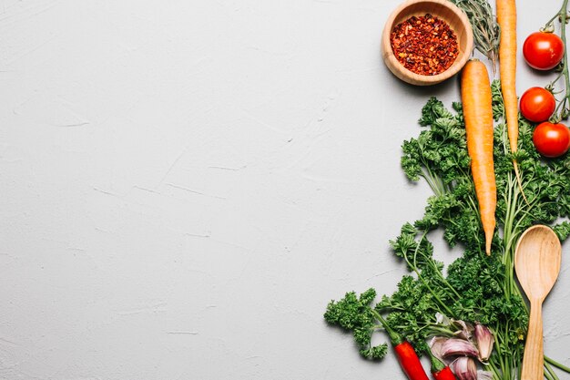 Fresh parsley and vegetables