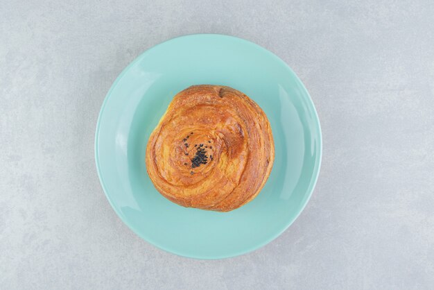 Fresh pastry gogal on blue plate. 