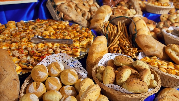 fresh pastry on table in buffet