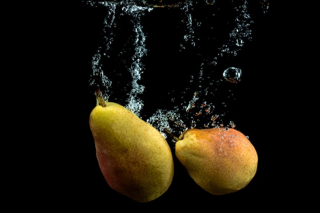 Fresh pears in the water