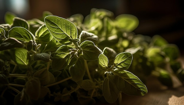 Foto gratuita foglie fresche di menta piperita per sane insalate estive generate dall'intelligenza artificiale