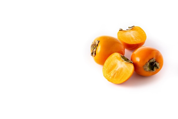 Fresh persimmon fruit isolated on white background