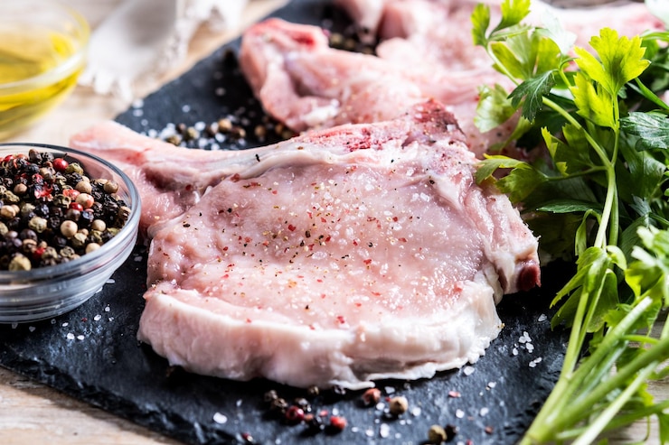 Free Photo fresh pork chops isolated on white backgroundv