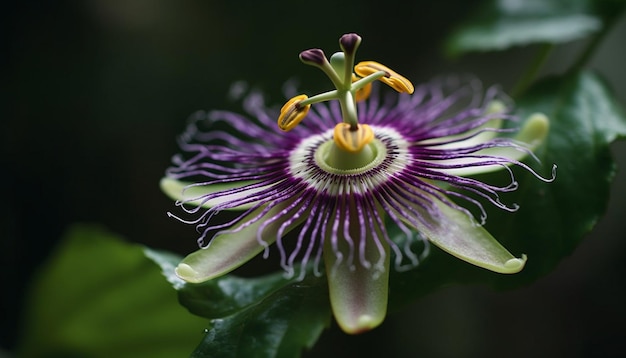 Foto gratuita freschi petali viola adornano un singolo fiore nella bellezza formale del giardino generata dall'intelligenza artificiale