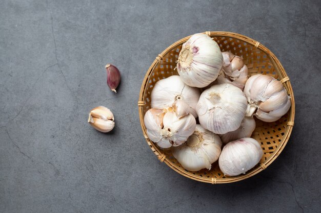 Fresh raw garlic ready to cook