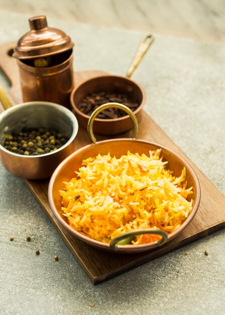 Fresh rice dish and spices