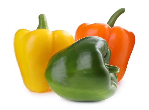 Fresh ripe bell peppers isolated on white