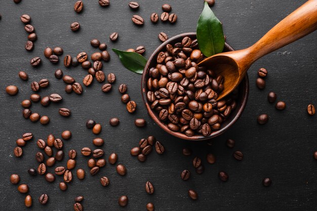 Fresh roasted coffee beans on the table