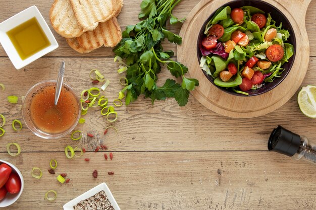 Fresh salad on table