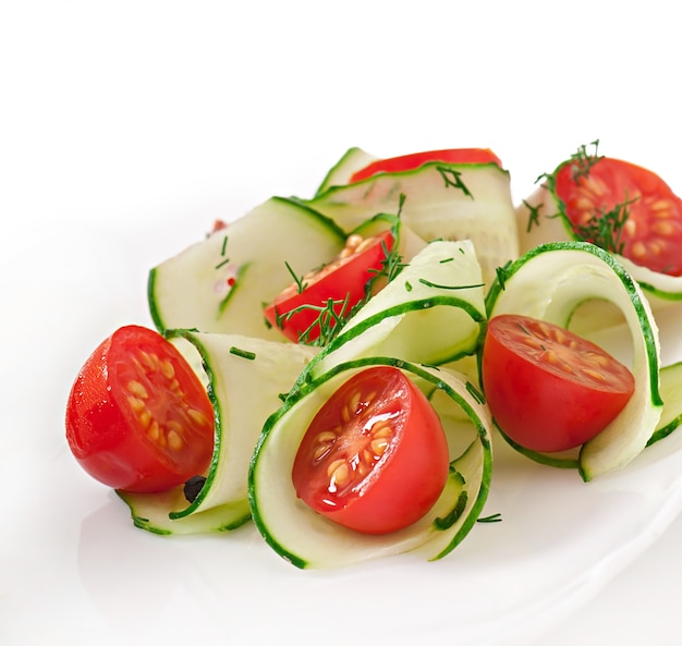 Fresh salad with tomatoes and cucumbers