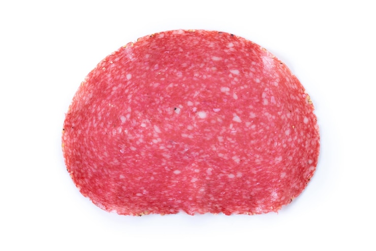 Free Photo fresh salami sausage cold cut isolated on white background