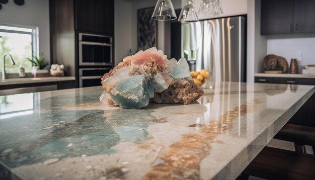 Fresh seafood on elegant marble for gourmet lunch generated by AI