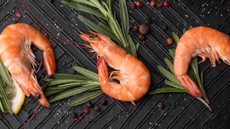Бесплатный Фотография вид сверху креветок из свежих морепродуктов