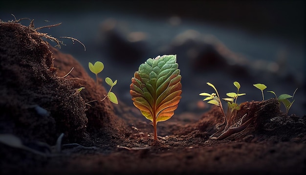 Fresh Seedling Growth in Nature Organic Environment generative AI