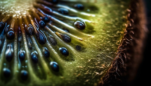 AI によって生成された熟した有機フルーツのマクロ撮影の新鮮なスライス