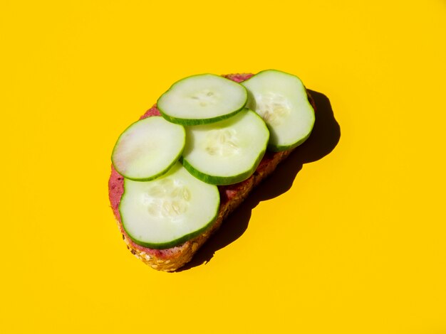 Fresh sliced cucumber on bread