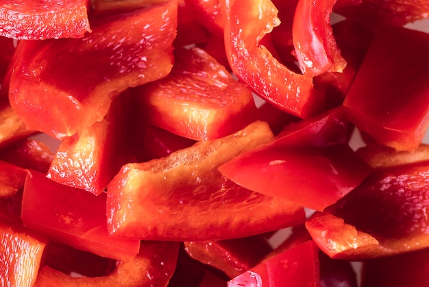 Fresh slices of sweet red peppers