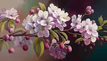 Free photo fresh spring blossom branch pink and lilac generated by ai