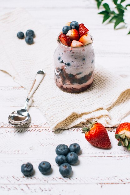 Fresh strawberry and blueberry smoothie