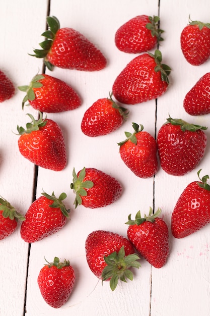 Fresh strawberry on a white table