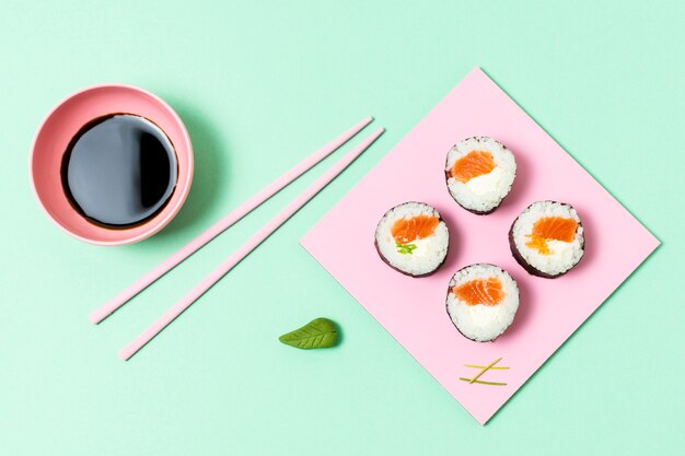 Fresh sushi on table