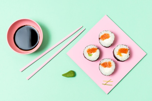 Fresh sushi on table