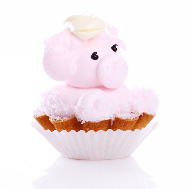 Fresh and tasty cake in the shape of pig