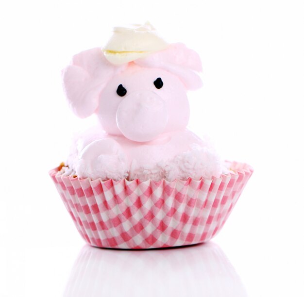 Fresh and tasty cake in the shape of pig